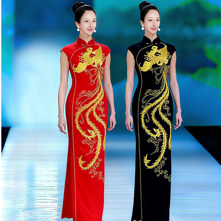 "凤之舞”舞姿翼2025新款古典训练服走秀古典舞服装仙气婚礼旗袍