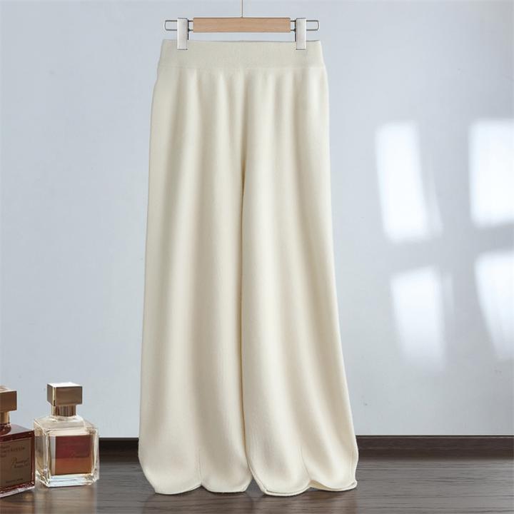 秋冬山羊绒阔腿裤女时尚纯色显瘦宽松高腰羊毛花苞九分裤DQ25203