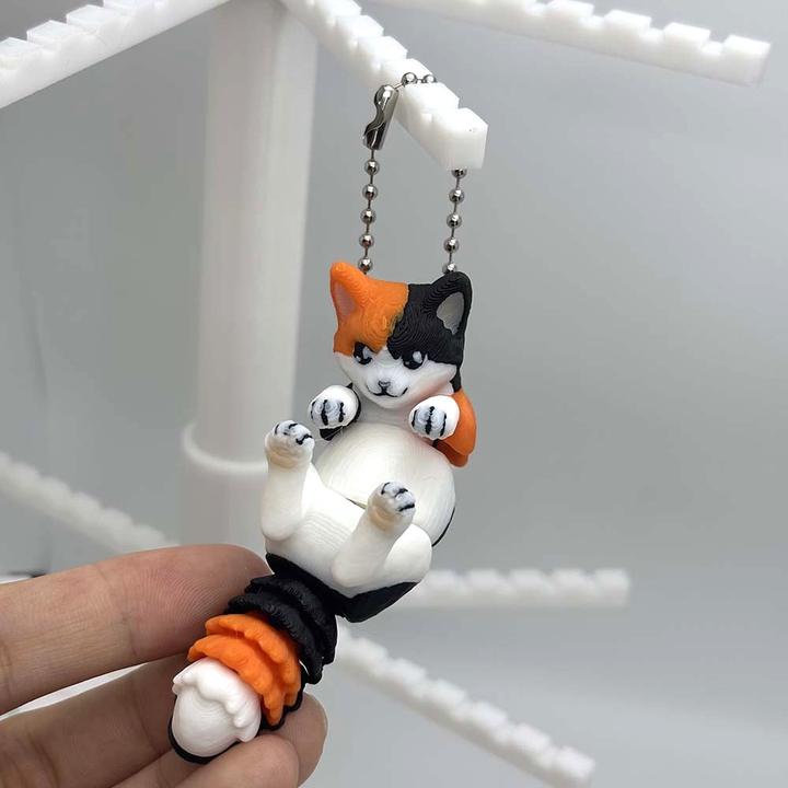 可活动三花猫包包挂件挂坠翻肚皮小猫钥匙扣带链条可爱疯狂动物城