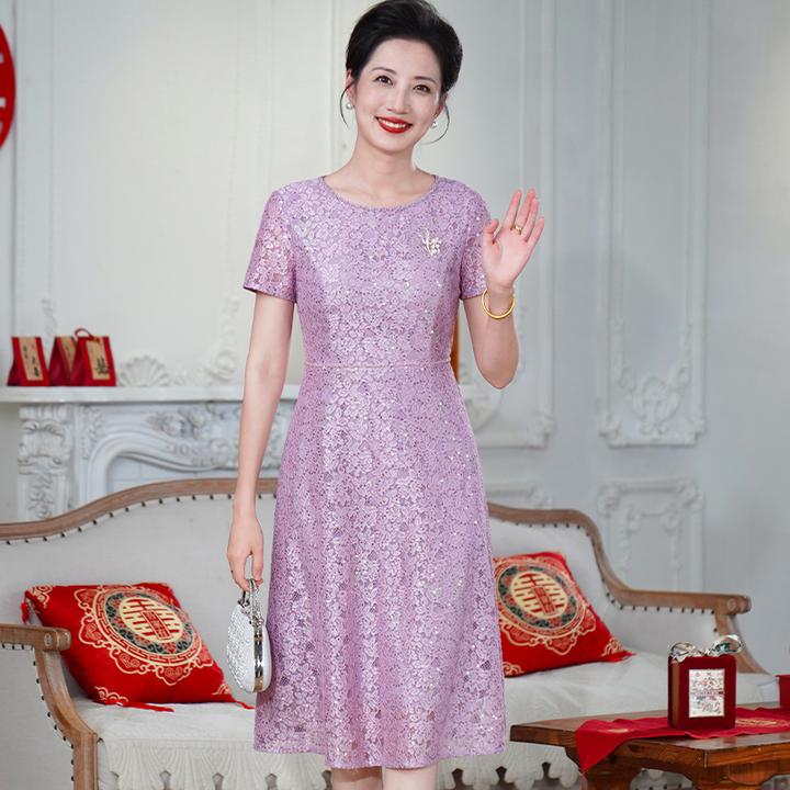 喜婆婆婚宴装2025新款妈妈礼服高贵蕾丝旗袍平时可穿洋气喜服裙子