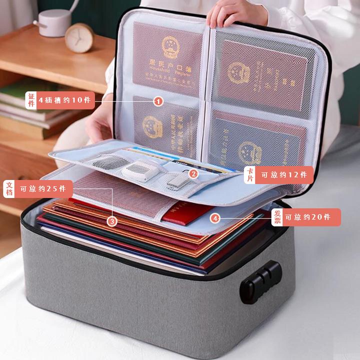 博仕奥家用新款证件收纳盒毕业证多功能收纳盒居家学生多层收纳箱