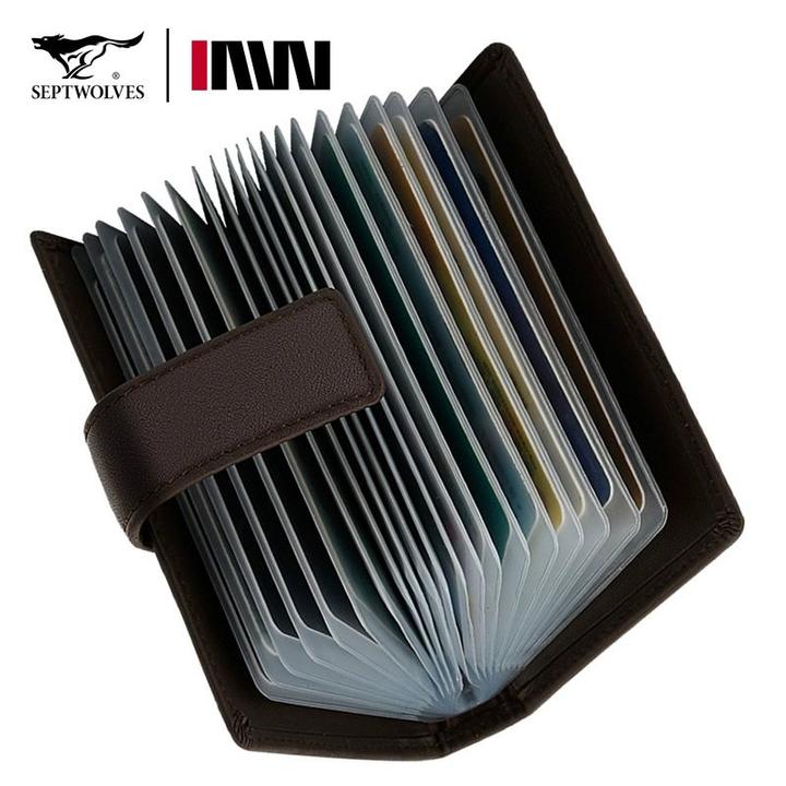 正品七匹狼真皮证件卡包男女款多卡位新款高档卡套信用卡头层牛皮