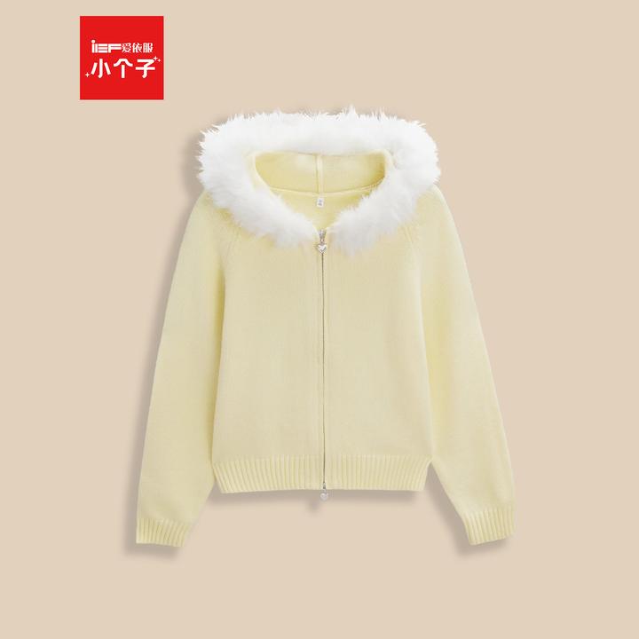 IEF/爱依服2025秋季新款韩版时尚休闲通勤气质连帽设计毛织外套