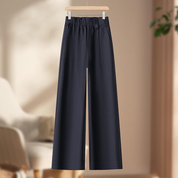 钛金棉阔腿裤女士秋季2025新款高腰宽松显瘦垂感小个子窄版直筒裤