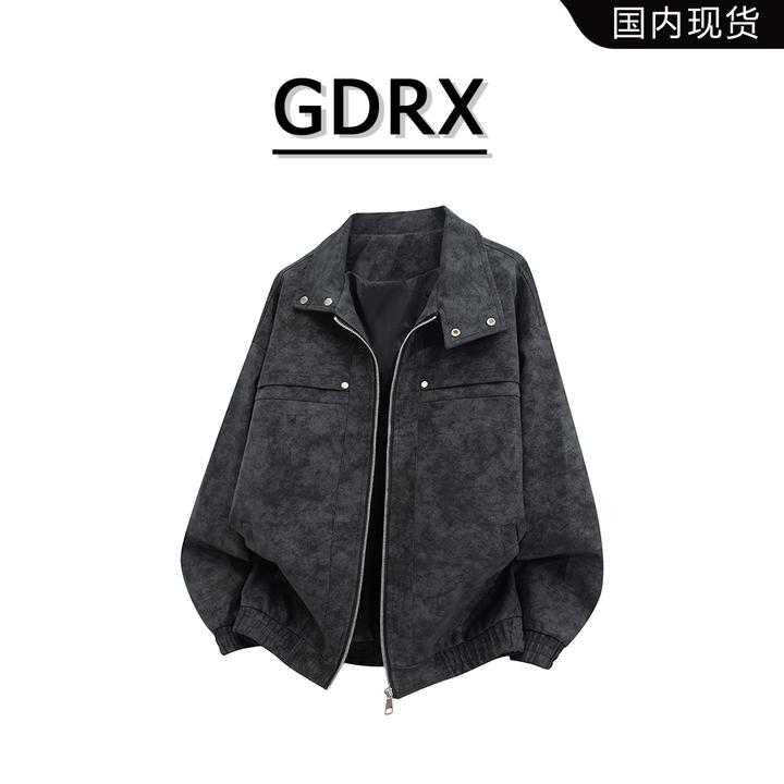 GDRX美式复古PU夹克男士秋季美拉德高级感宽松潮流百搭皮衣外套