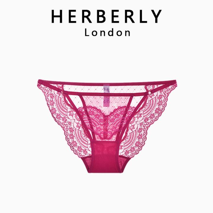 英国 HERBERLY 性感女内裤高开叉迷你细带诱惑蕾丝低腰三角裤时尚