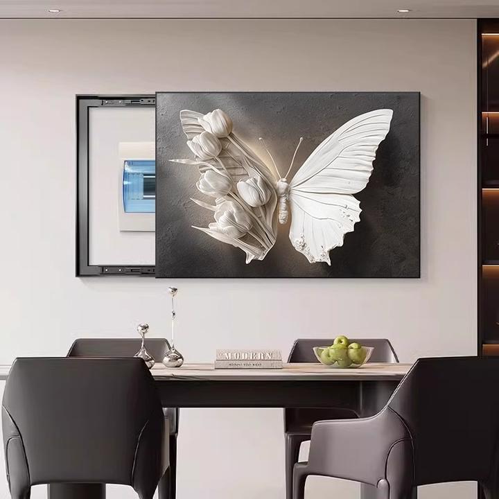 轻奢高级感蝴蝶电表箱装饰画2025新款电闸开关盒配电箱遮挡挂画