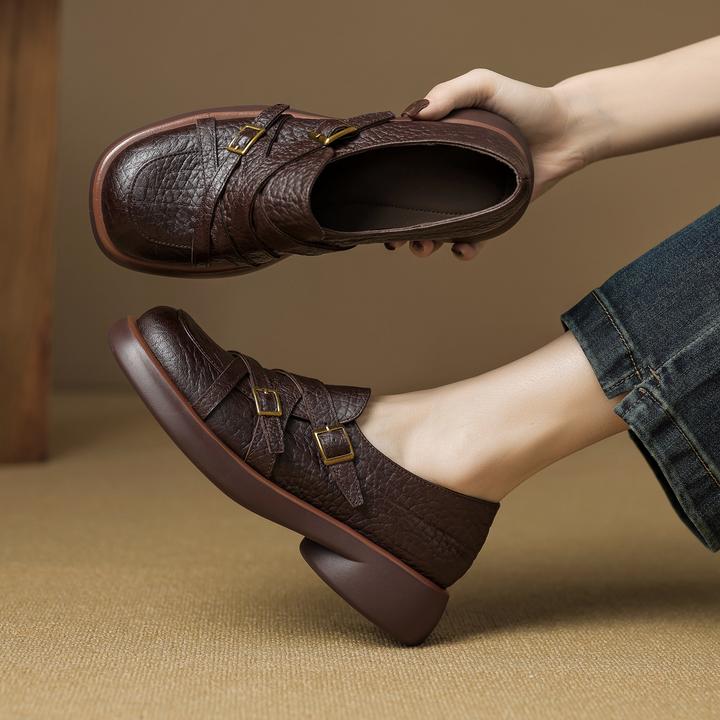 2025秋冬新款学院风英伦小皮鞋女厚底粗跟复古百搭时尚中跟乐福鞋