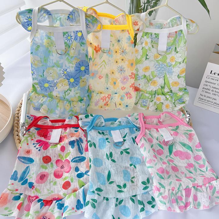 宠物狗狗猫咪小中大型犬柯基金毛夏季新款透气吊带裙子薄款衣服