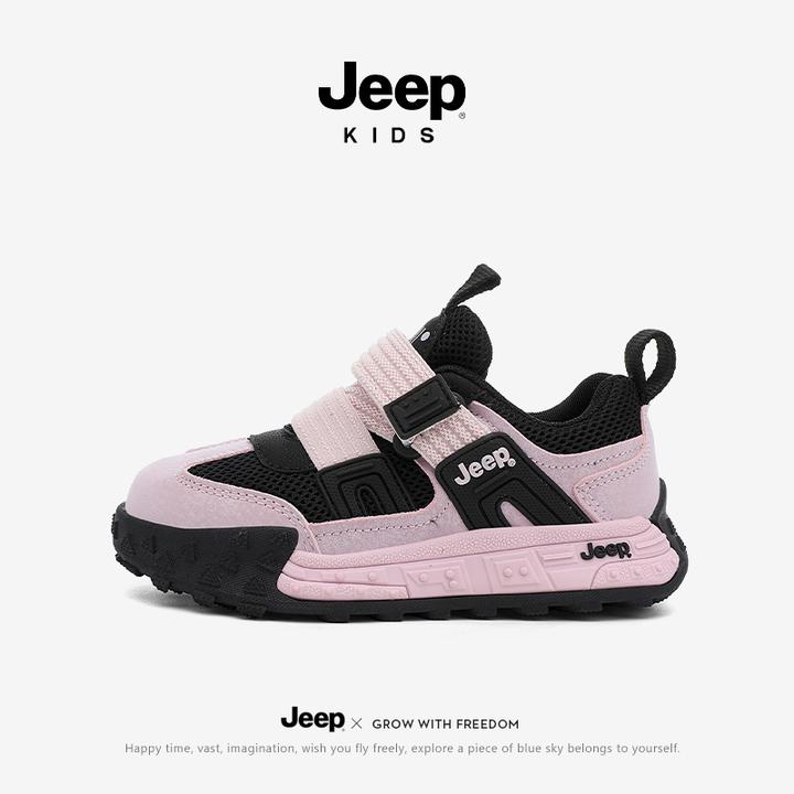jeep女童运动鞋2025秋季新款软底防滑儿童户外鞋子男童魔术贴板鞋