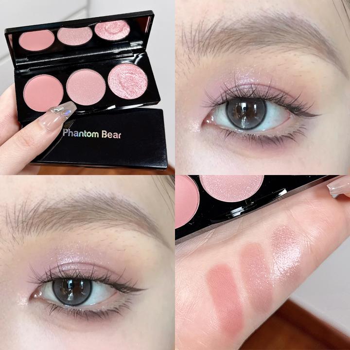 幻影小熊三色眼影便携初学者哑光低饱和度玫瑰粉棕色