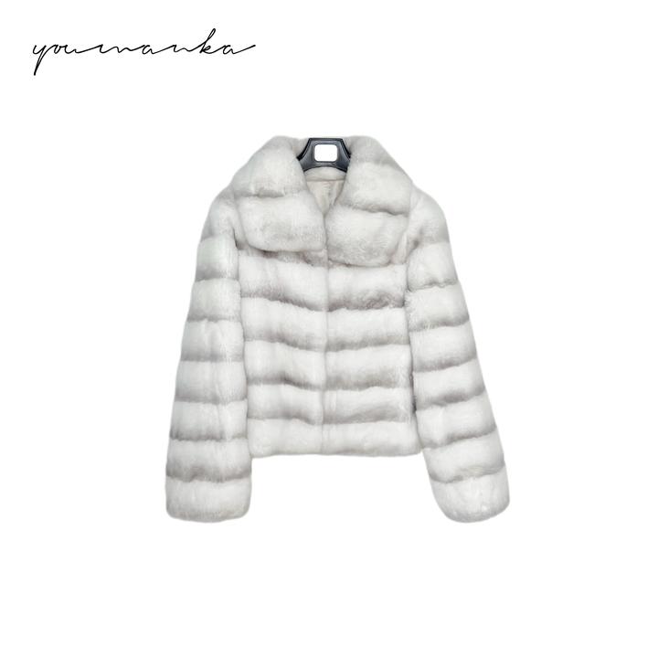 “布丁泡泡”2025爆款龙猫兔獭兔毛真毛皮毛一体海宁皮草外套女款