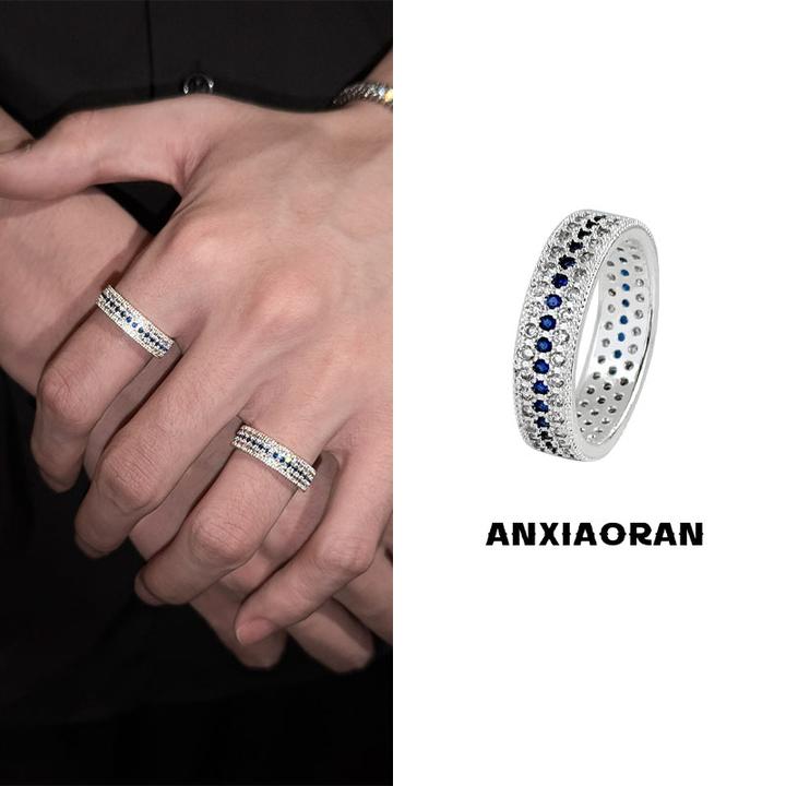 合金锆石戒指 法式王冠戒指小众轻奢高级感指环复古食指戒戒子潮