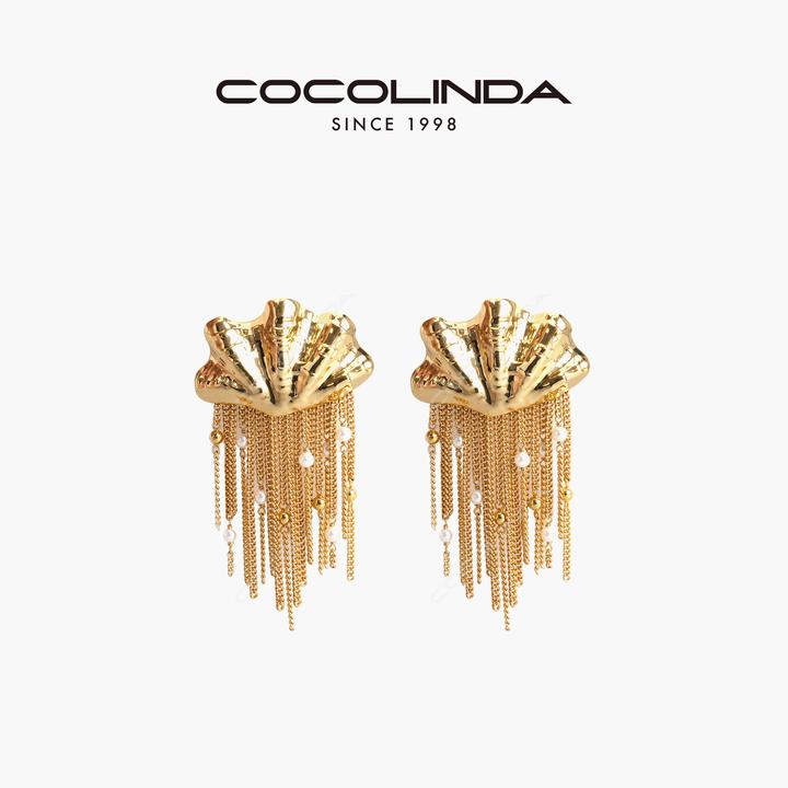 COCOLINDA 铜合金耳饰 | ”罗马世纪“【贝壳耳环】流苏耳环ERHUAN-52