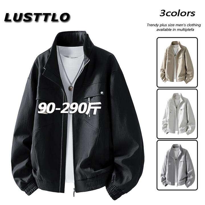 秋装新款大码男士立领夹克潮流百搭胖子工装风衣时尚百搭春秋外套