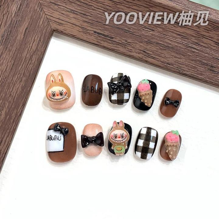 高级感穿戴甲labubu穿戴甲纯手工成人亲子款假甲片美甲穿戴甲片