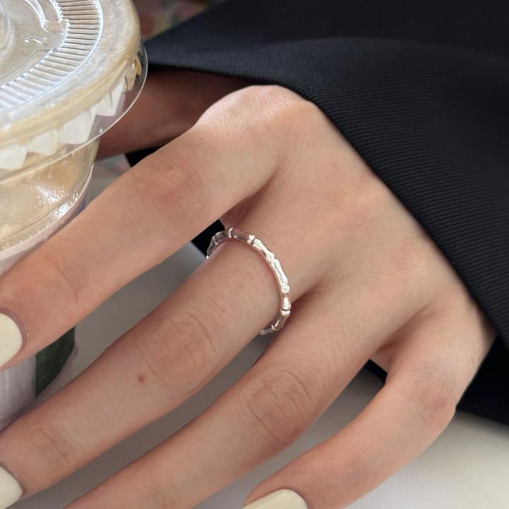 925银戒指 925纯银竹节戒指女简约气质小众设计素圈开口指环
