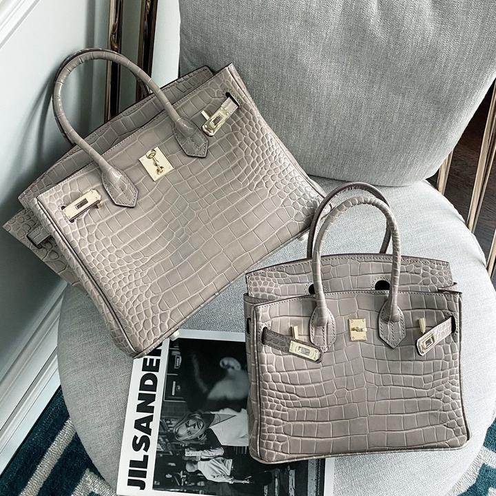 鳄鱼纹铂金包真皮大容量手提包女2025新款潮牛皮高级感时尚通勤包