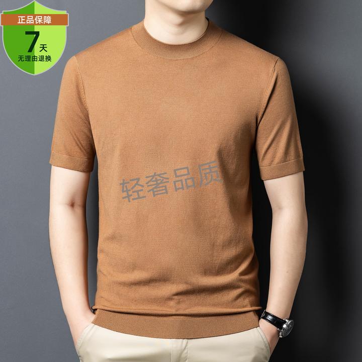 【轻奢羊毛衫】秋冬新款高档男士羊毛衫半高领薄款半袖短袖针织毛衣