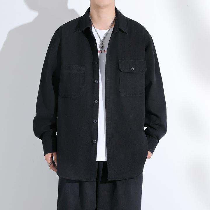 因纳巴敦新款纯棉长袖衬衫男士宽松休闲工装衬衣春秋季男生外套