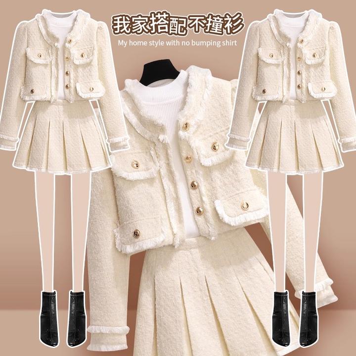 小香风套装裙子女春秋季2025新款爆款小个子富家千金小洋装两件套