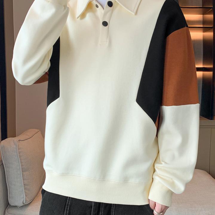 美式长袖t恤男春秋季青少年潮牌宽松痞帅Polo衫初中高中学生卫衣