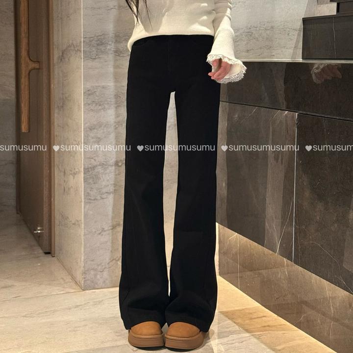 宿慕SUMU小蛮腰牛仔筒喇裤2025新11-17百搭加绒两粒扣牛仔裤33028