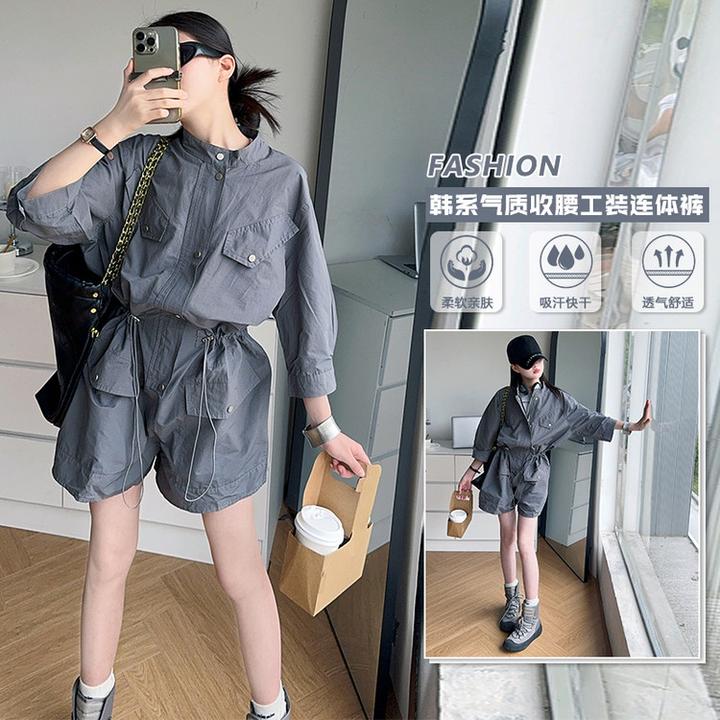 女童设计感工装连体裤2025新款夏装韩版时尚中大童炸街收腰短裤潮