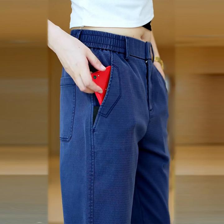 欧米朵冬季新款宽松男士阔腿直筒休闲弹力长裤子男士冬季加绒加厚