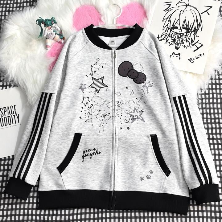 卫衣春秋款女装韩版卡通少女学院风休闲棉质设计感二次元秋季外套