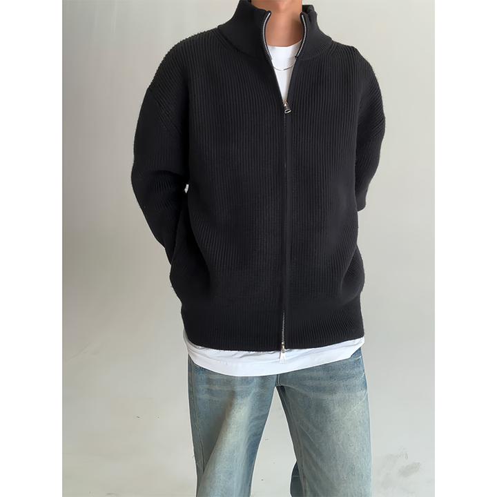 cleanfit双拉链立领针织开衫卫衣男秋季新款2025痞帅针织毛衣外套