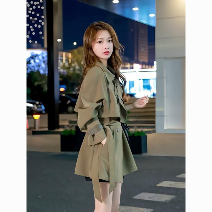 人靠衣装~风衣外套小个子女新款春秋中长款时尚洋气大衣设计感