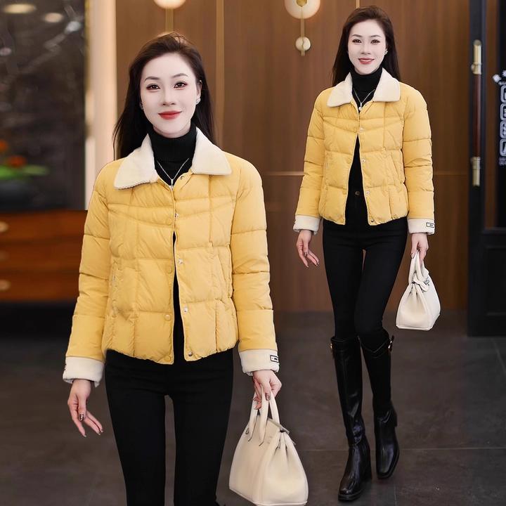 时尚翻领短款棉服女冬季新款洋气减龄韩版棉袄子百搭保暖棉衣外套