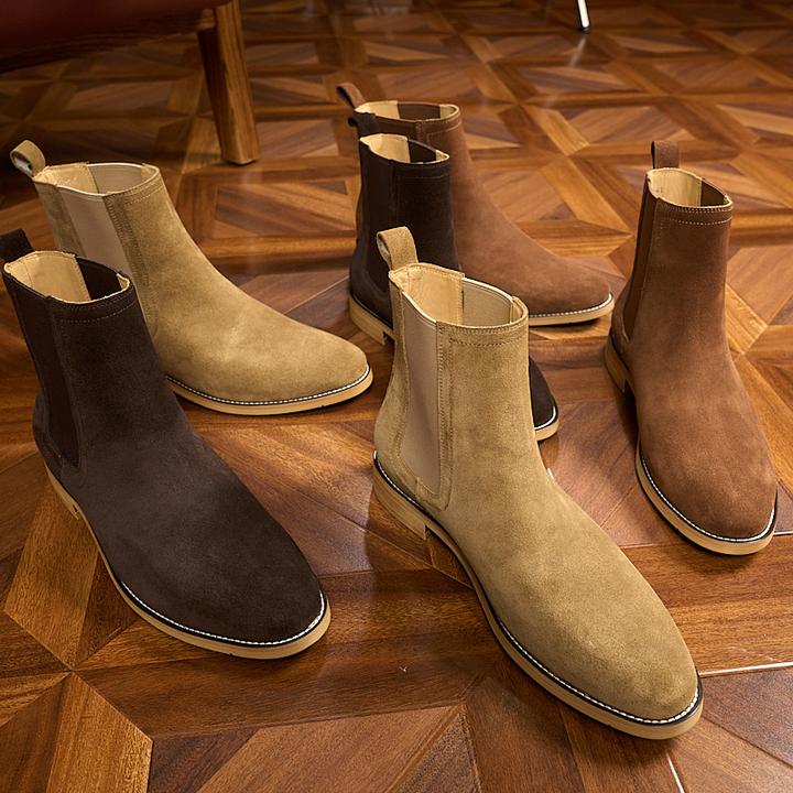 新款英伦套筒靴复古男短靴靴反绒烟筒马丁靴爆款高帮切尔西靴男靴