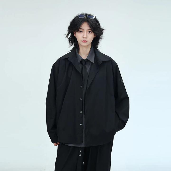 假两件秋季新款轻奢雅痞外套西装衬衫男女小众时尚简约高级感穿搭