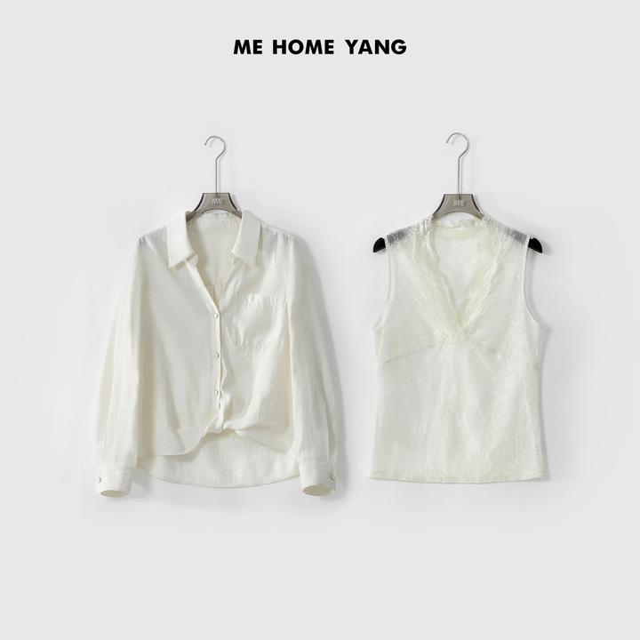 ME【蕾丝衬衫两件套】丝滑垂坠透气亲肤显瘦百搭休闲衬衣MESS0497