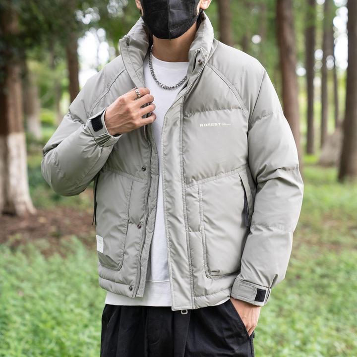 男装工装简约服男士冬季加新款厚短款无帽立领面包服韩版宽松防