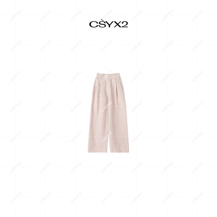 CsyX2-2025S/S夏季新款 100亚麻双折百搭日常褶皱宽松长裤K20753