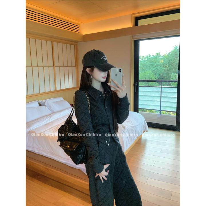 「奥家套装」秋季百搭洋气法式减龄休闲小众外套裤子套装BBQ5TZ8853