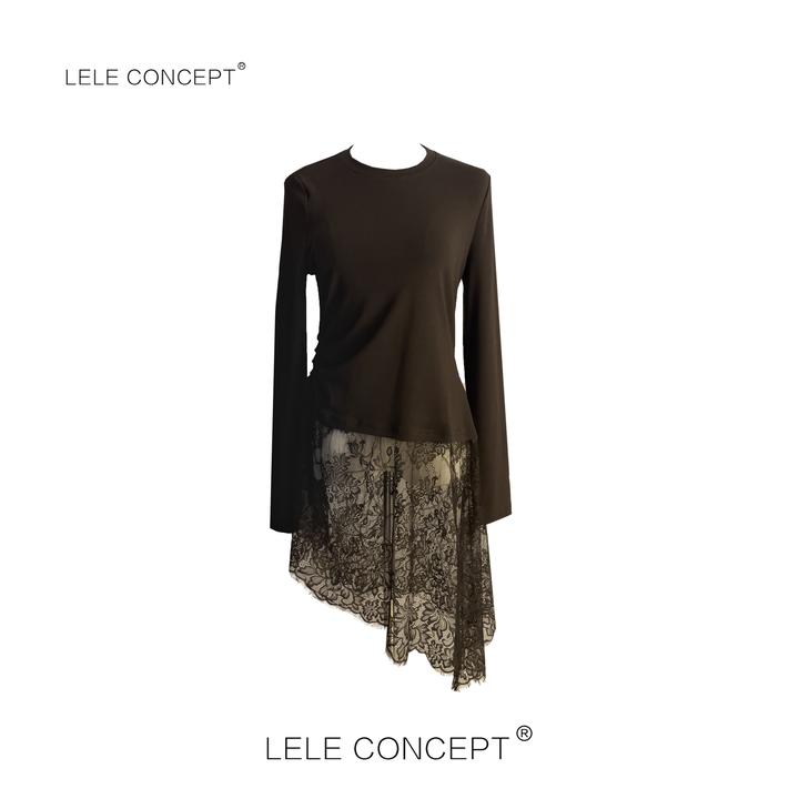 LELE CONCEPT | 【美超】时尚气质下拼蕾丝长款衫FS25C0008W