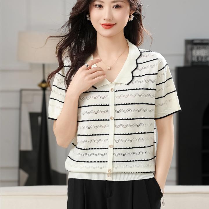 【夏季】正肩显瘦针织衫宽松夏季上衣显瘦时尚薄款毛针织衫