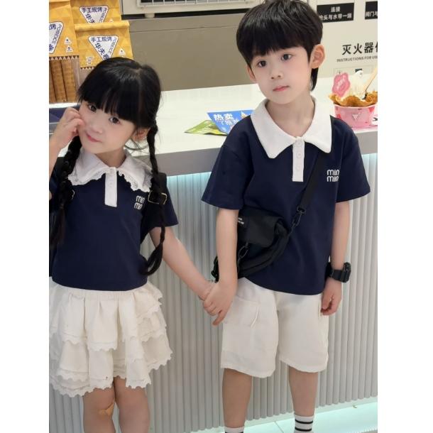 【兄妹款】夏季蛋糕裙套装童装学院风POLO衫短裙子T恤儿童舞蹈表演