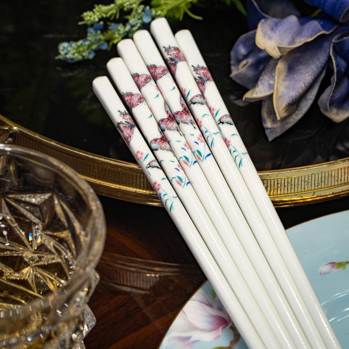 【珐琅彩筷子】景德镇高温白瓷中式陶瓷筷子易清洁抗菌防霉隔热防烫