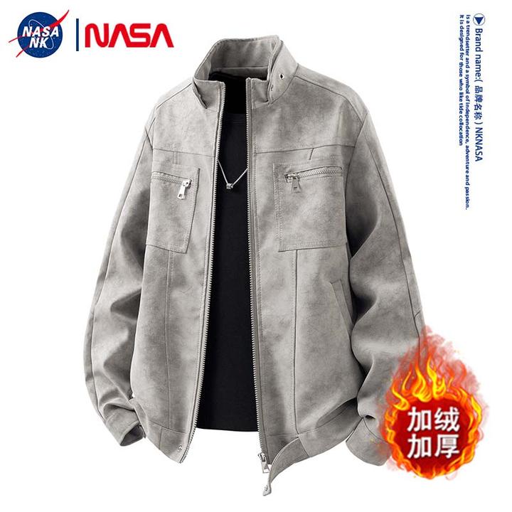 NASA联名美式高街复古休闲夹克男士冬季加厚潮牌痞帅宽松百搭外套