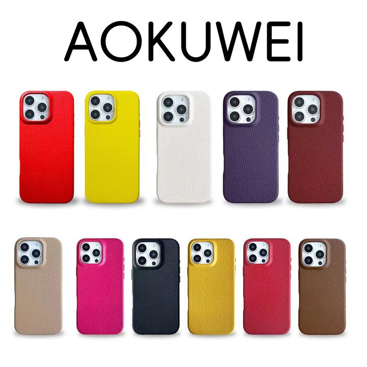 新款轻奢荔枝纹皮革磁吸适用17Promax手机壳苹果16PM防摔15全包14