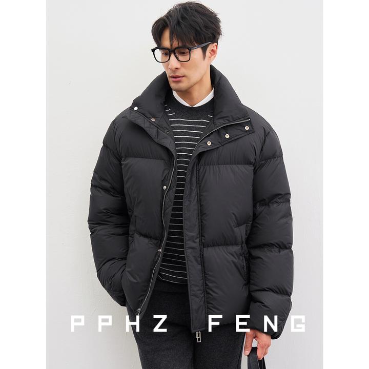 高端好绒 超轻蓬松保暖 230g白鸭绒阔版宽松冬季面包立领男羽绒服