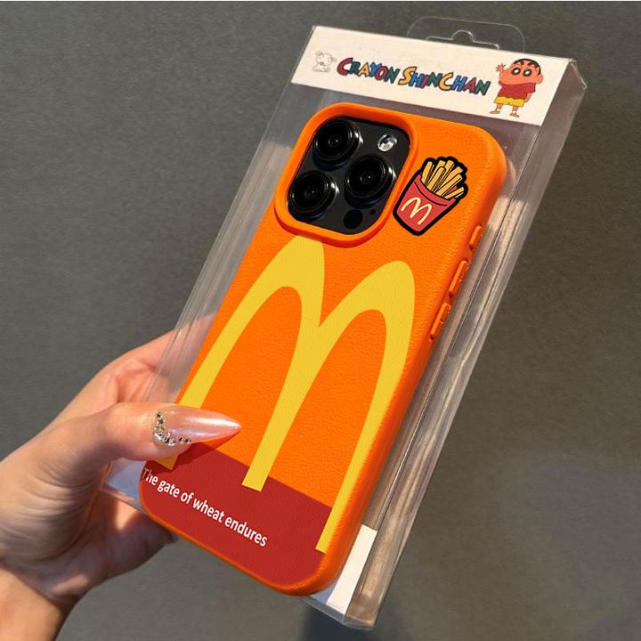 M记薯条适用苹果16/17手机壳iPhone15promax14荔枝纹13/1211