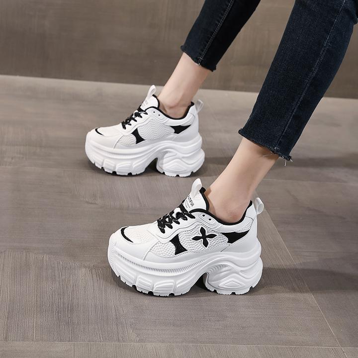 3561-2厚底内增高时尚网面透气老爹鞋女2025年春季新款运动休闲鞋