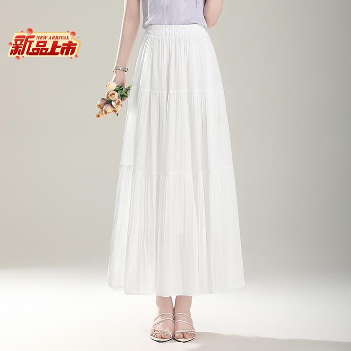 正品显瘦超垂感柔顺半身裙夏季薄款白色半身长裙女款爆款2025新款
