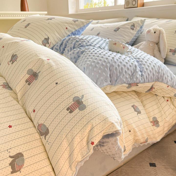 A类冬季A纯棉B豆豆绒牛奶绒被套单件2025新款儿童珊瑚绒加绒被罩